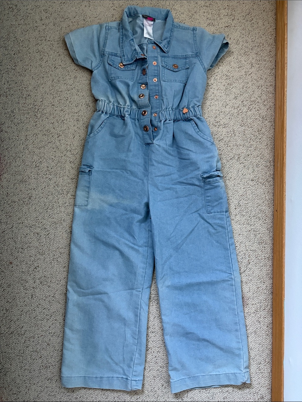 Vince Camuto Light Blue Denim Short-Sleeve Jumpsuit